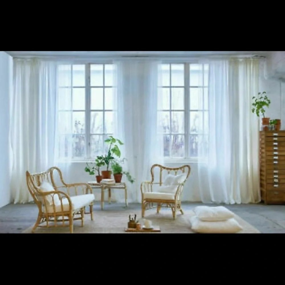 4x - Pair IKEA LILL Sheer Curtains White Mesh